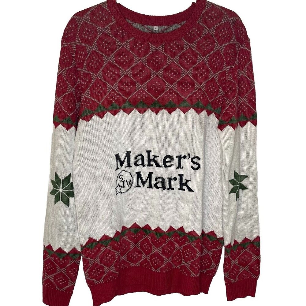 Makers Mark Sweater Size L Mens Ugly Christmas Whisky Bourbon Bar Bartender 2019